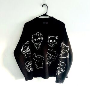 Sandro X Forever 21 Hello Kitty & Friends Black Embroidered Sweater